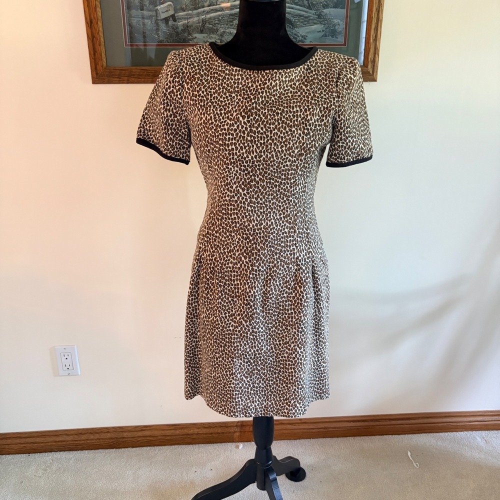 Misty Lane Leopard Print Sheath Dress Womens 6 Vintage Cotton ILGWU Union Made